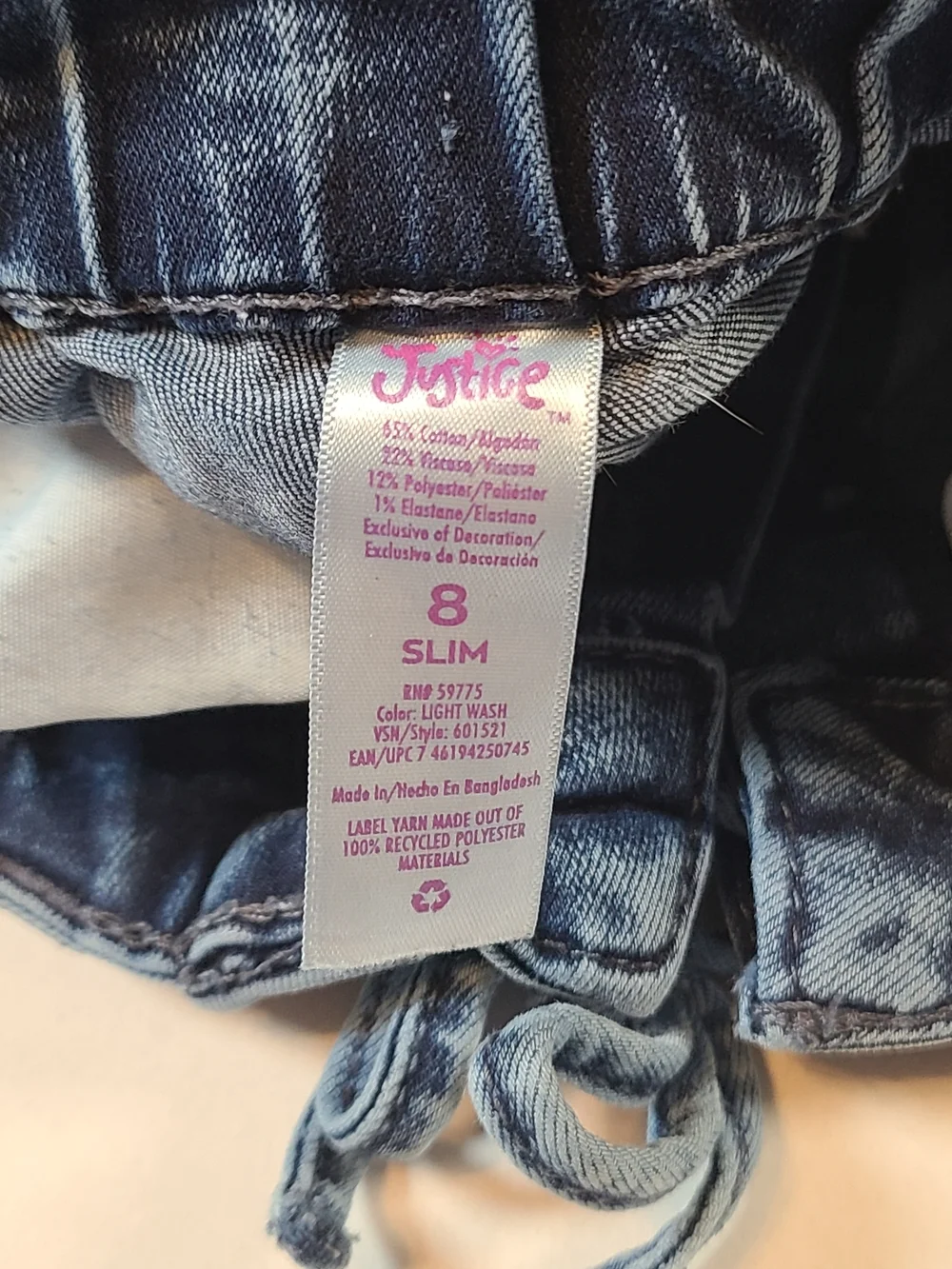 Justice Stylish Lace-Up Frayed Hem Girls Denim Shorts Dark Blue Size 8 Slim EUC